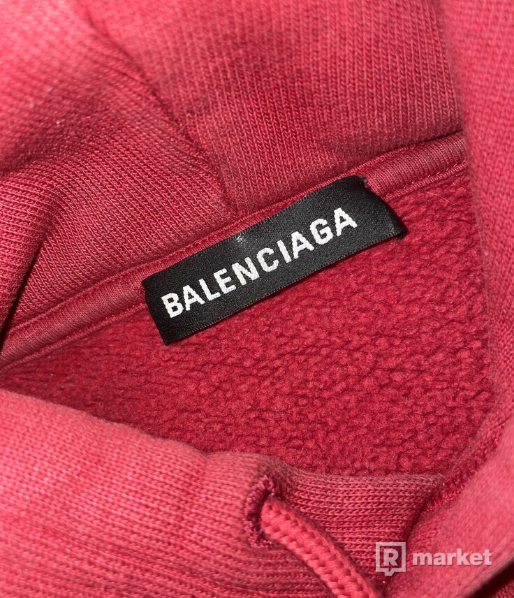 Balenciaga Back Logo Hoodie Burgundy