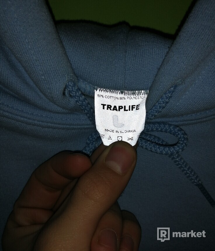 Traplife modra hoodie size L +Traplife bag