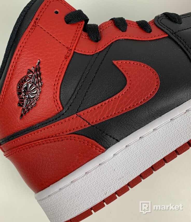 Air Jordan 1 mid Banned, Black/Red , Bred
