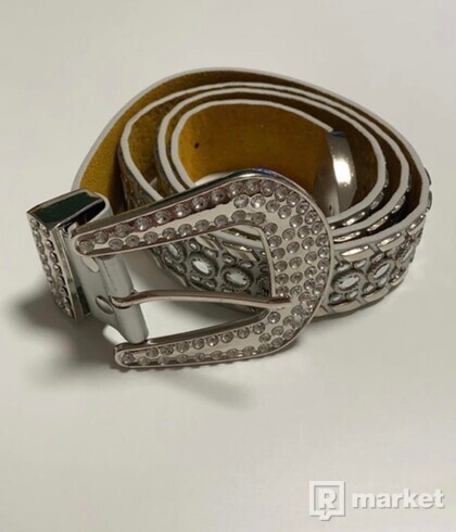 Y2K belt rhinestone silver