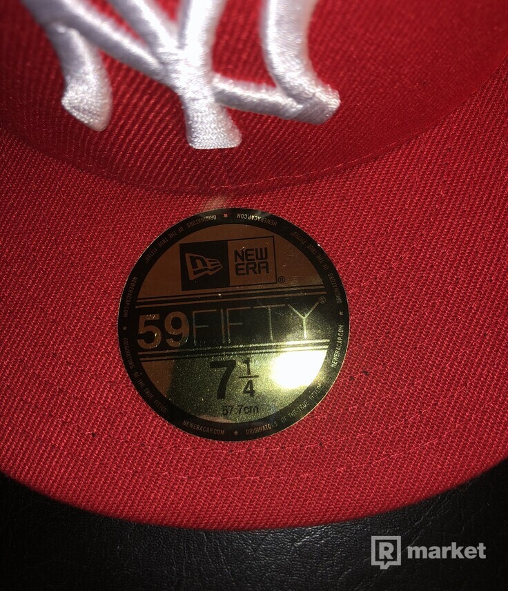 New Era red custom fitted cap