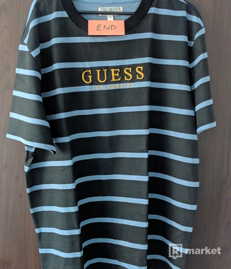Guess Striped Tee Black/Blue/Gold