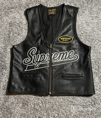Supreme x Vanson Leathers Black Spider Web Vest (SS21)