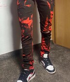 Custom black and red jeans