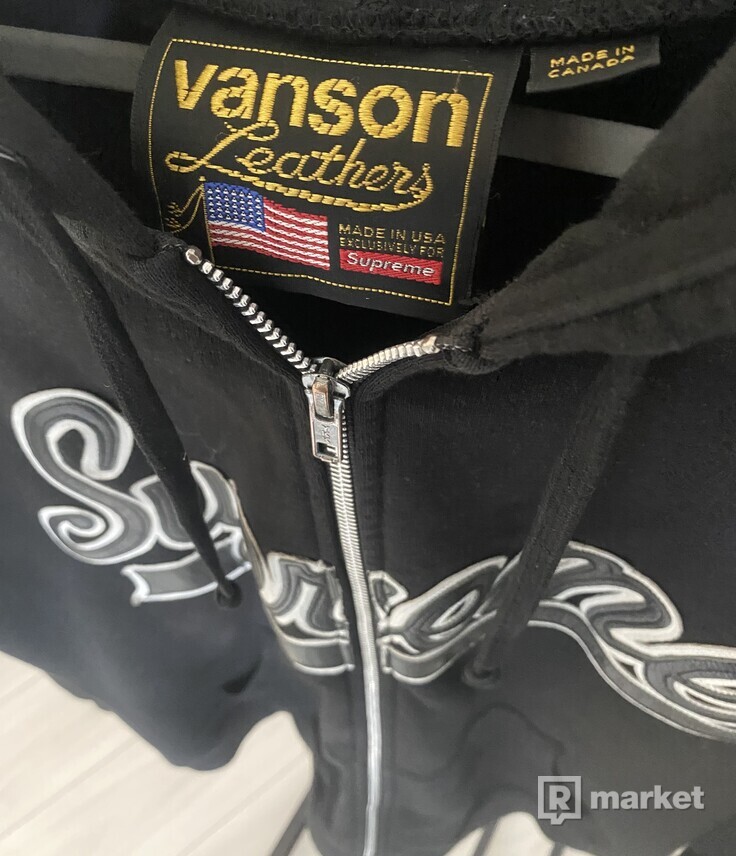 Supreme Vanson Leathers Spider Web Zip Up Hooded Sweatshirt