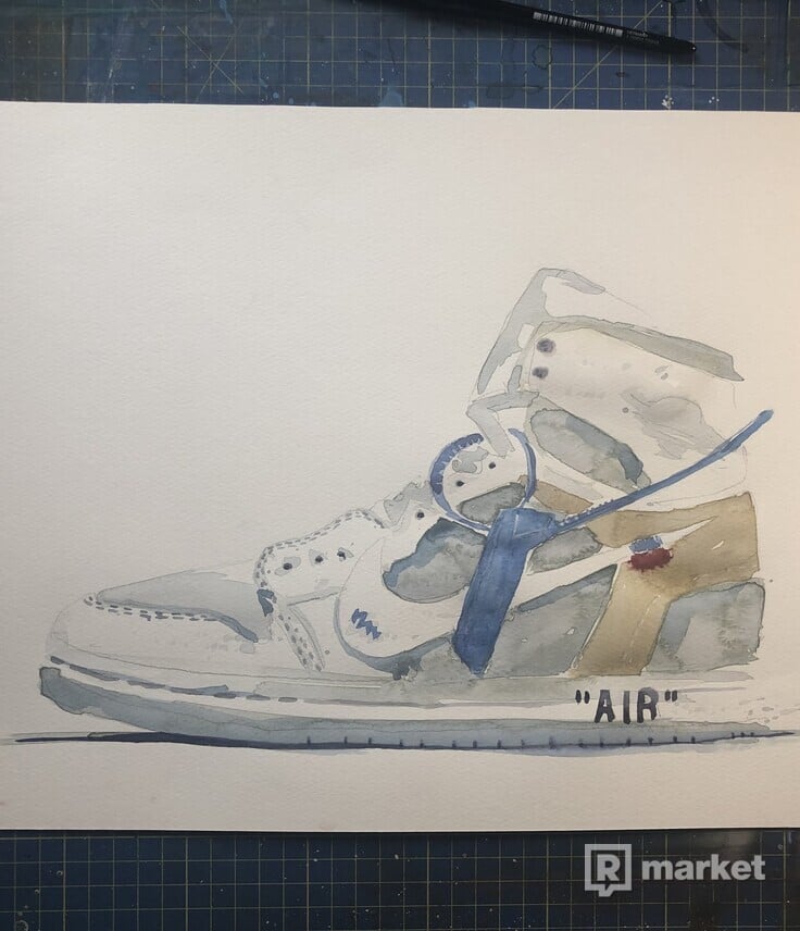 Nike Off White Air Jordan watercolor painting