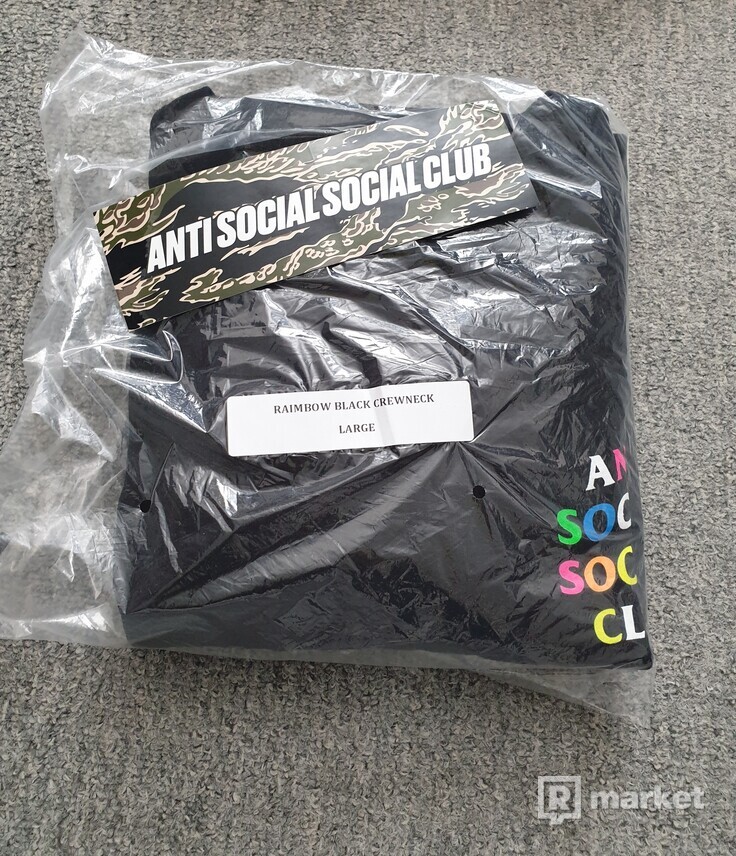 Anti Social Social Club Rainbow Black Crewneck
