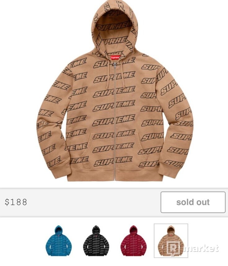 supreme zip up repeat hoodie 
