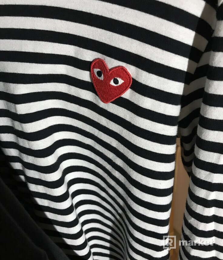 Comme Des Garcons Play striped long sleeved tee