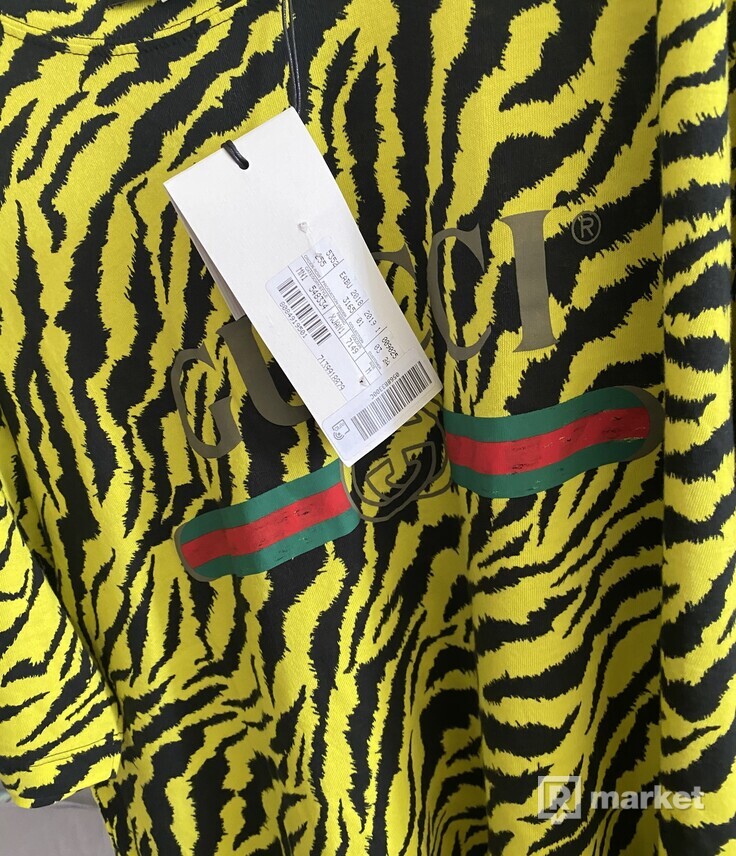 Gucci fake logo tee zebra print