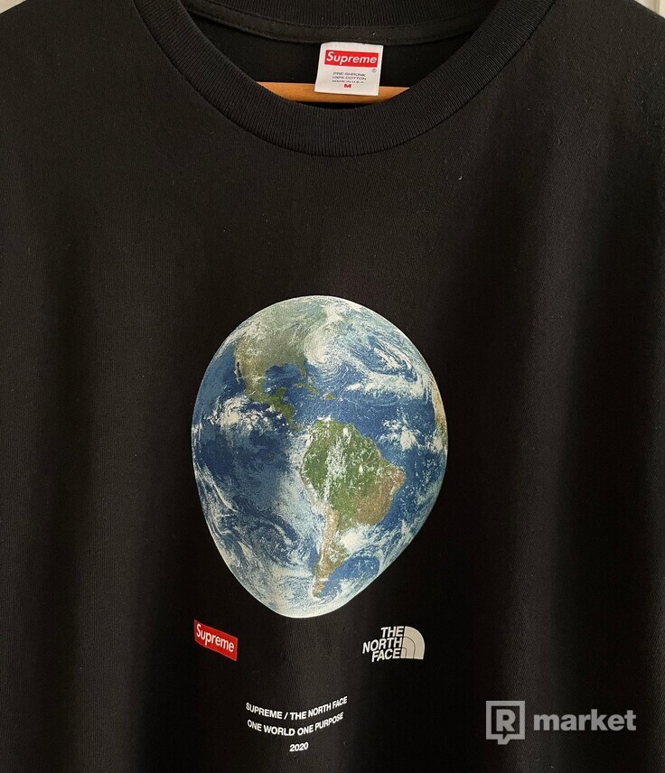 S Supreme north face one world tee black