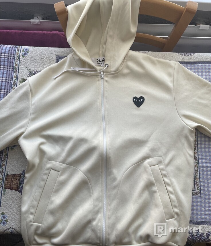 CDG Cream Black Heart hoodie