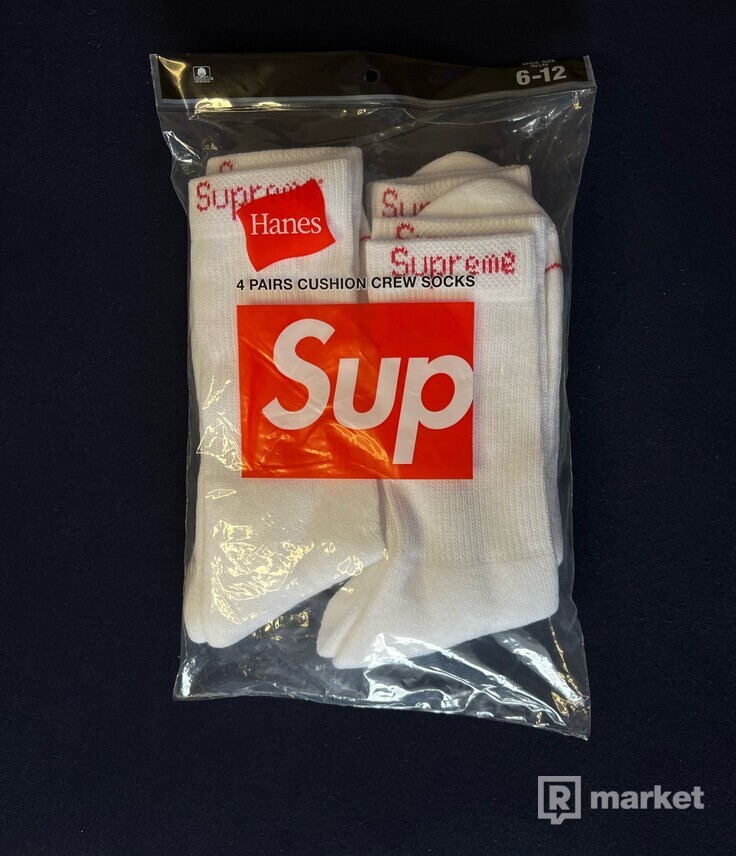 Supreme Hanes Socks White