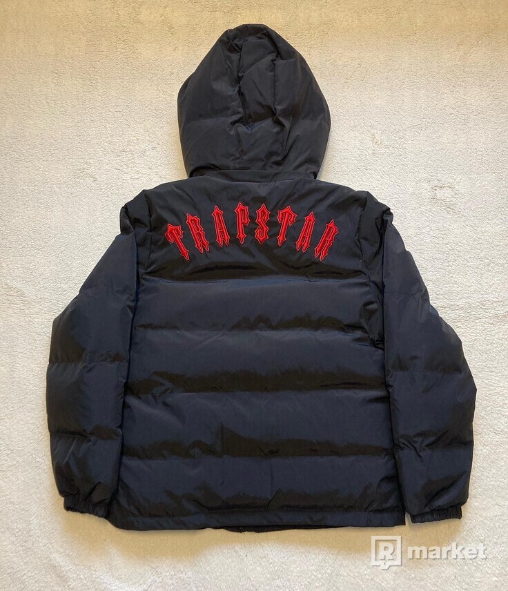 Trapstar Irongate Detachable Hooded Jacket - Black/Red