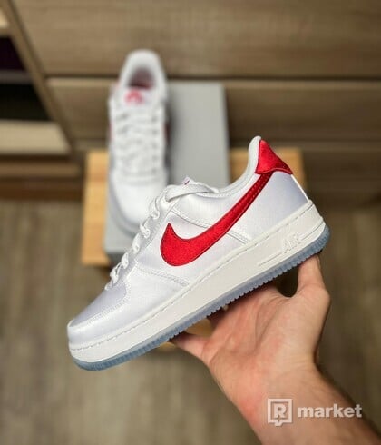 Nike Air Force 1 Low Satin White Varsity Red