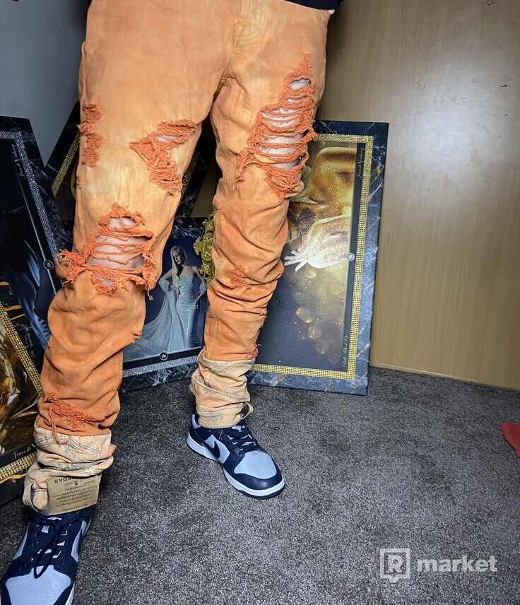 Custom orange jeans