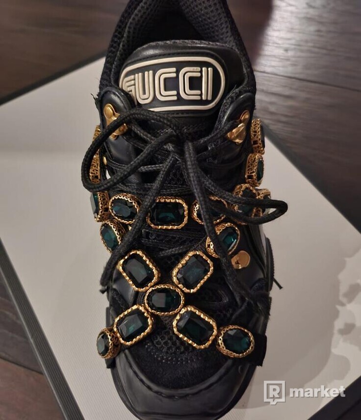 Gucci Black Mesh and Leather Flashtrek Reflective Sneakers