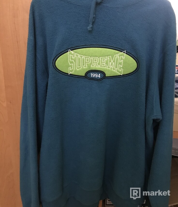 supreme reverse fleece aqua hoodie