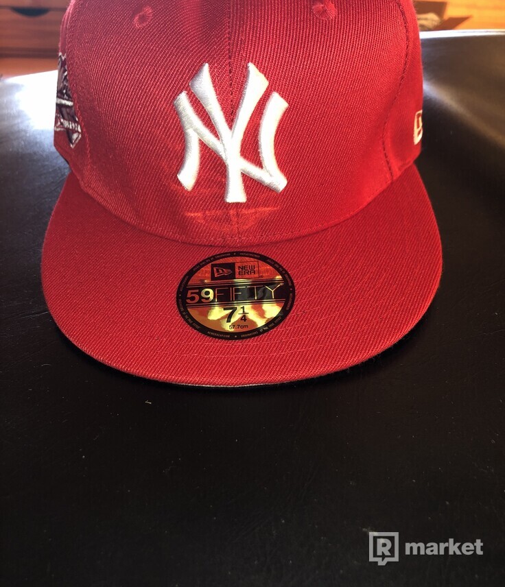 New Era red custom fitted cap