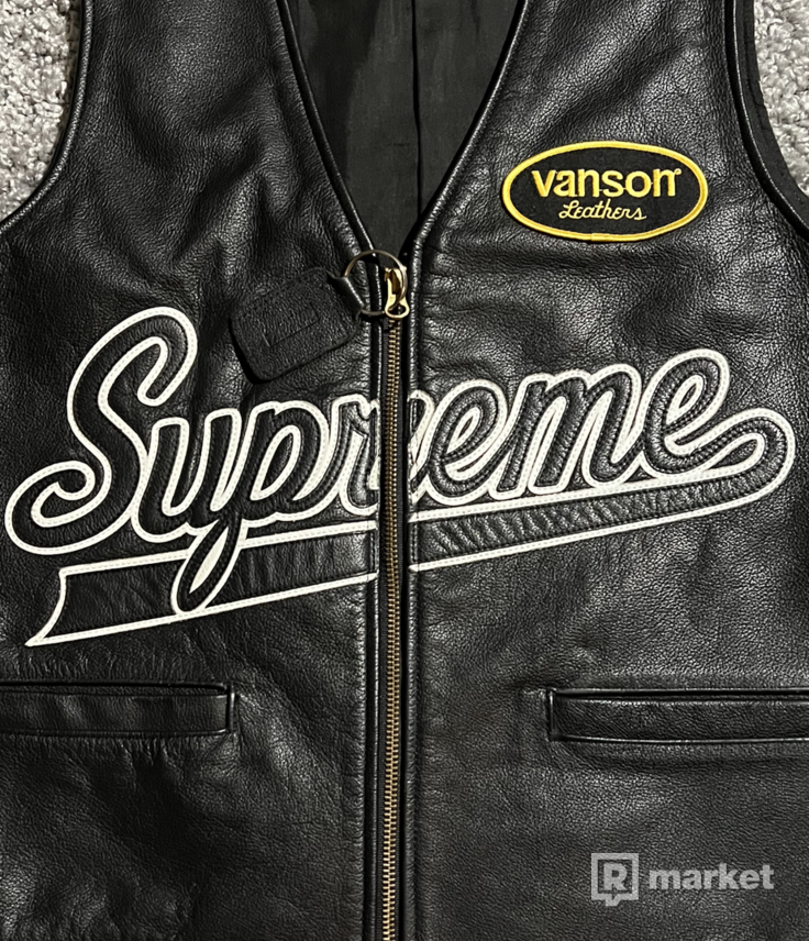 Supreme x Vanson Leathers Black Spider Web Vest (SS21)