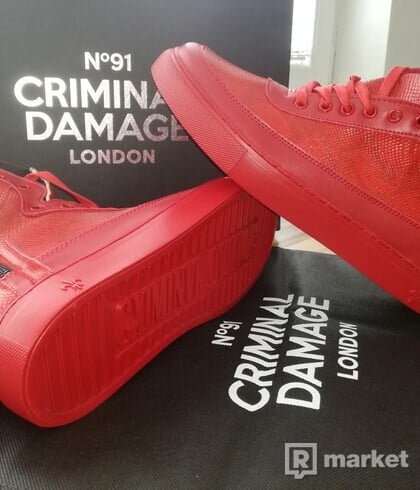 Criminal Damage Mens High-top Trainers Python Red