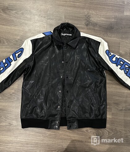 Supreme Smurfs Leather Varsity Jacket