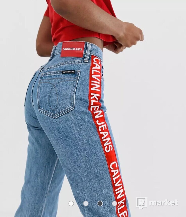 Calvin Klein džínsy s logom W29 L32 vysoký pas, rovný strih