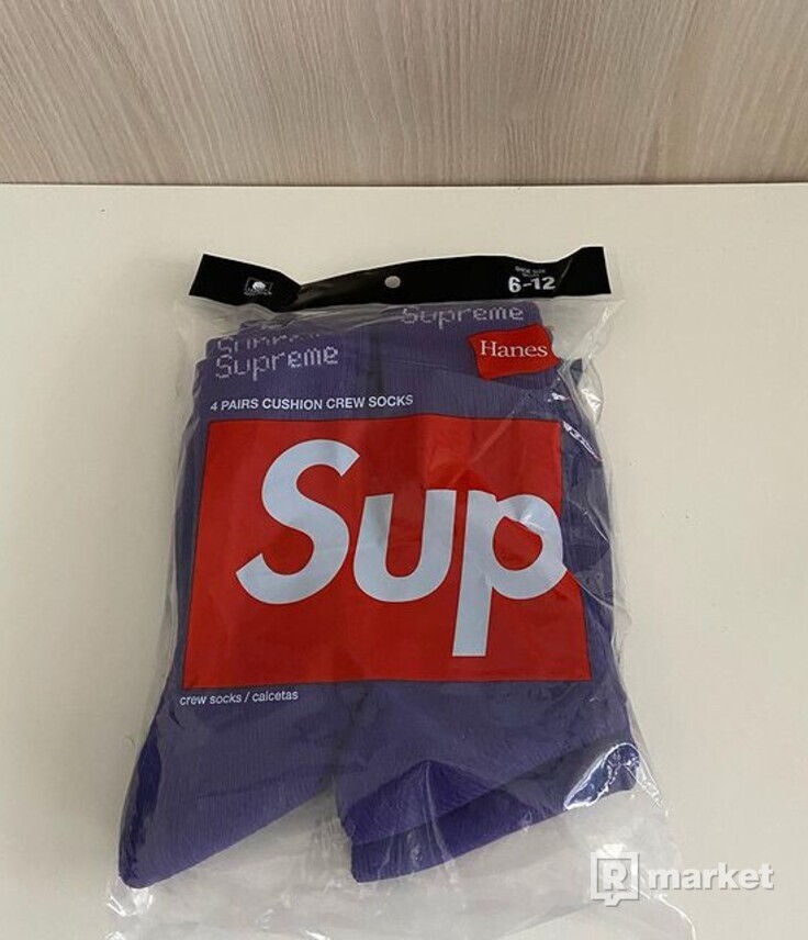 Supreme/Hanes Crew Socks Purple