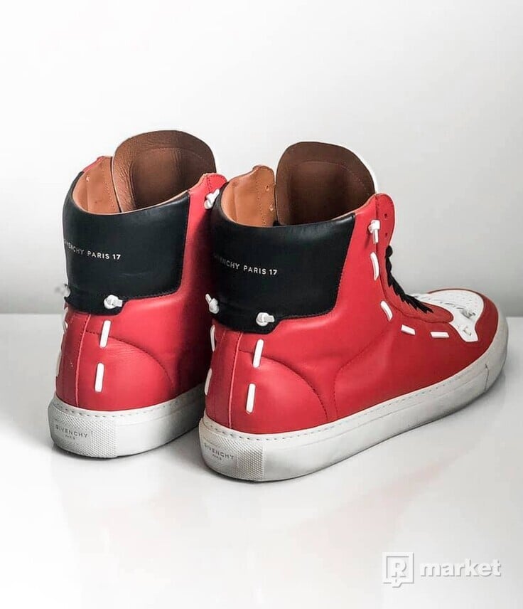 Givenchy Urban Whipstitch High-Top Sneaker, Red/White/Black