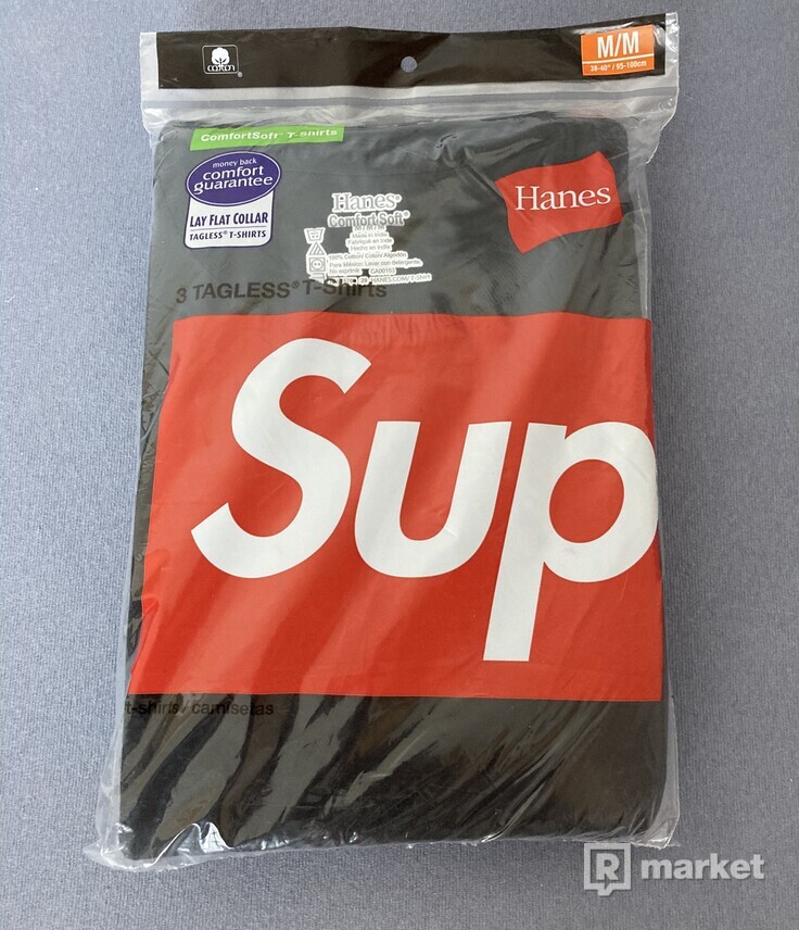 Supreme/Hanes tričko Tee Black