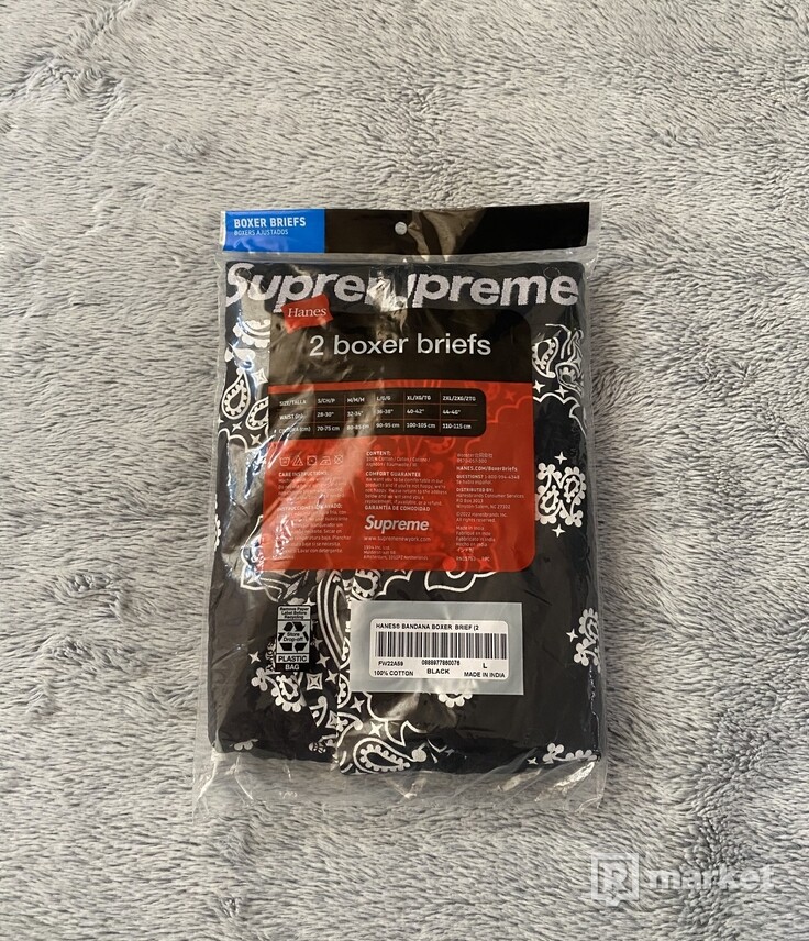 Supreme Hanes Bandana Boxer Briefs - Black