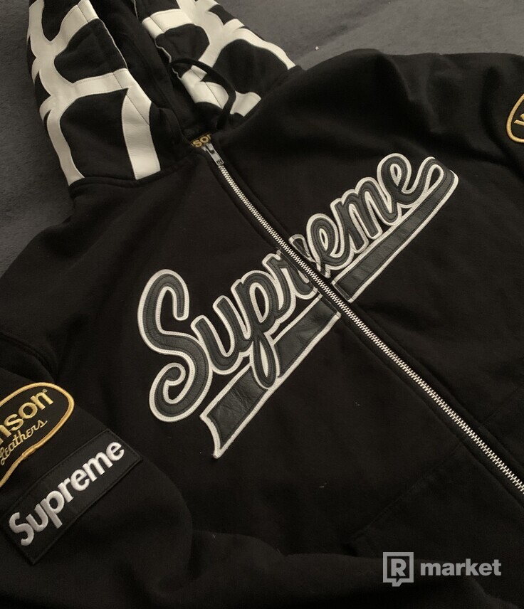 Supreme Vanson leather web hoodie