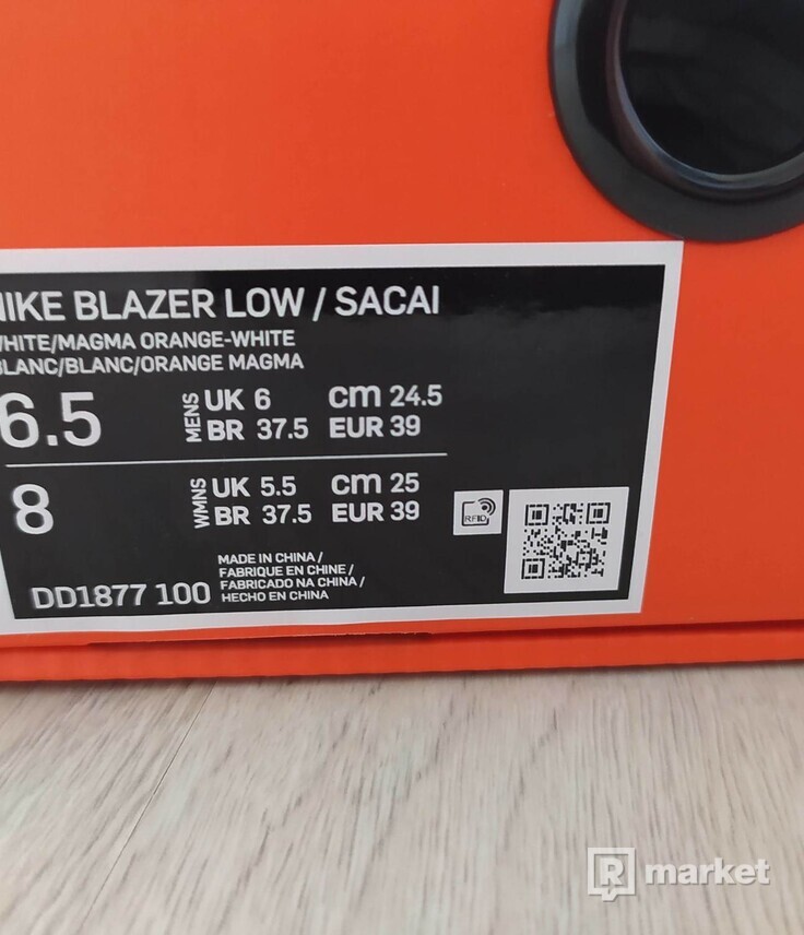 Nike Sacai Blazer Magma Orange 39
