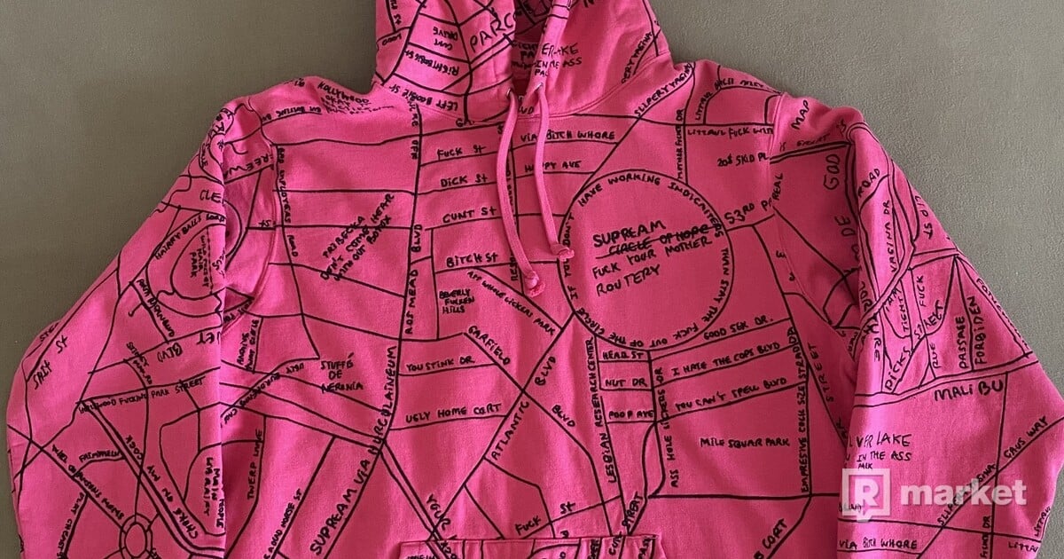 Supreme Gonz Embroidered Map Hooded Sweatshirt Magenta REFRESHER Market
