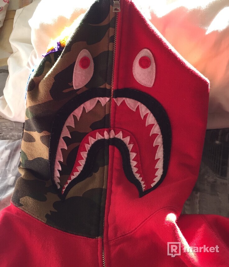 bape shark zip hoodie