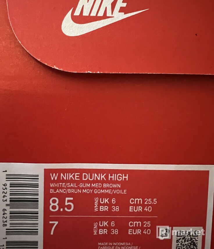 Nike Dunk High w sail gum 40