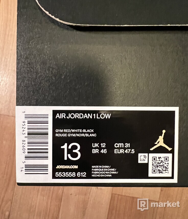 Air Jordan 1 Low Bred Toe 47.5