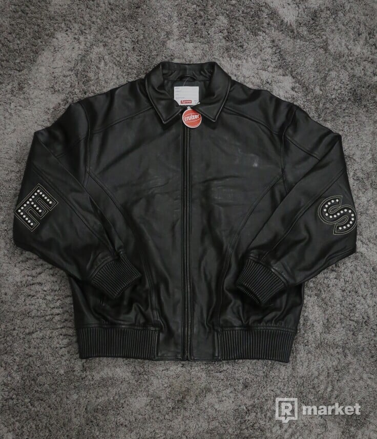 Supreme Studded Arc Logo Leather Jacket Black