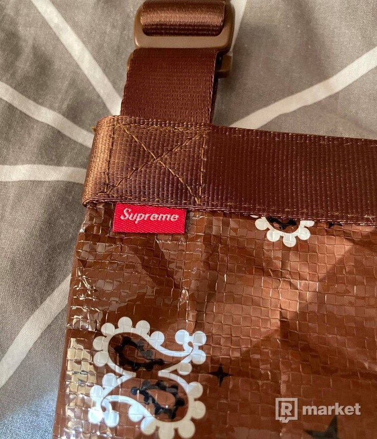 supreme bandana tarp side bag brown