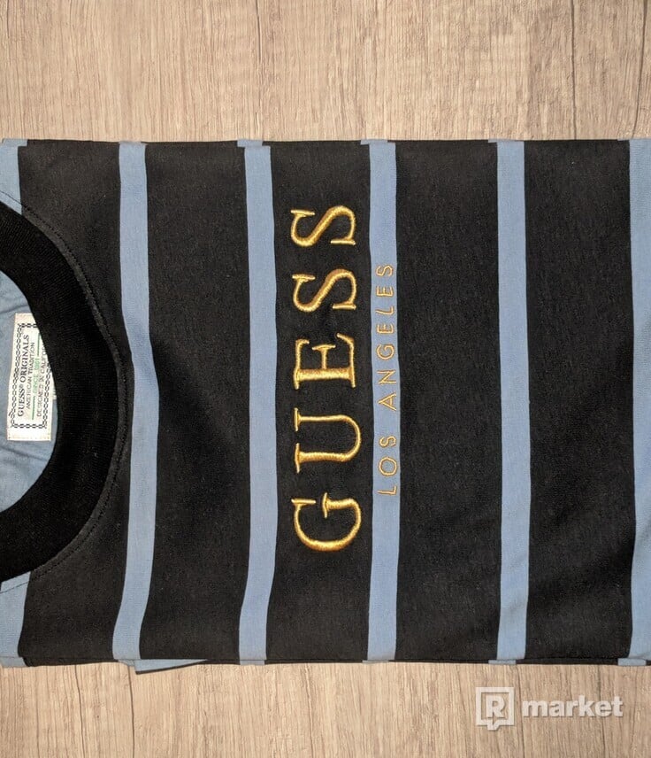 Guess Striped Tee Black/Blue/Gold
