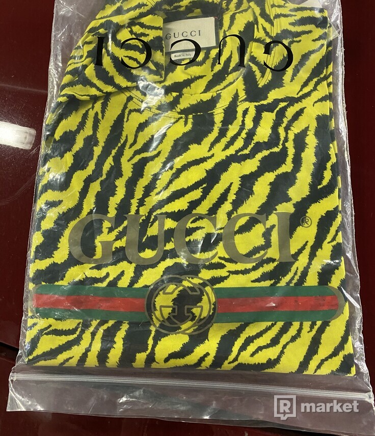 Gucci fake logo tee zebra print