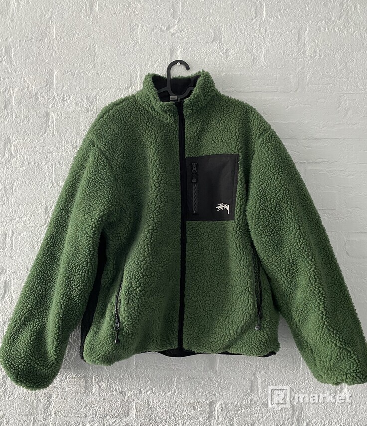 Stussy 8ball fleece jacket green zelena