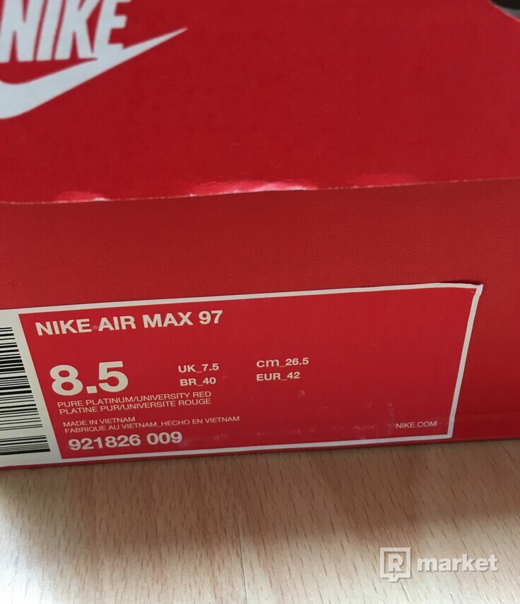 Nike Air Max 97 Pure Platinum University Red