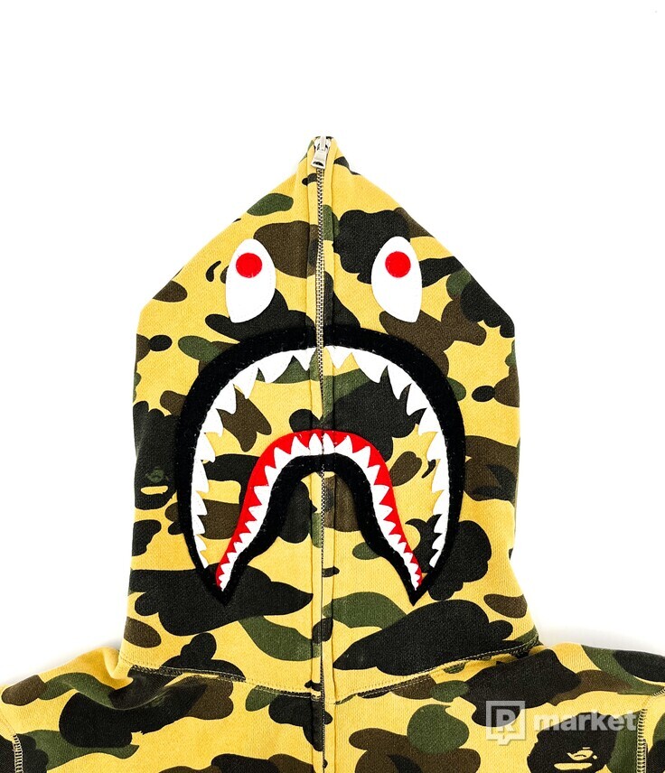 BAPE 1st Camo Shark Full Zip Hoodie Yellow