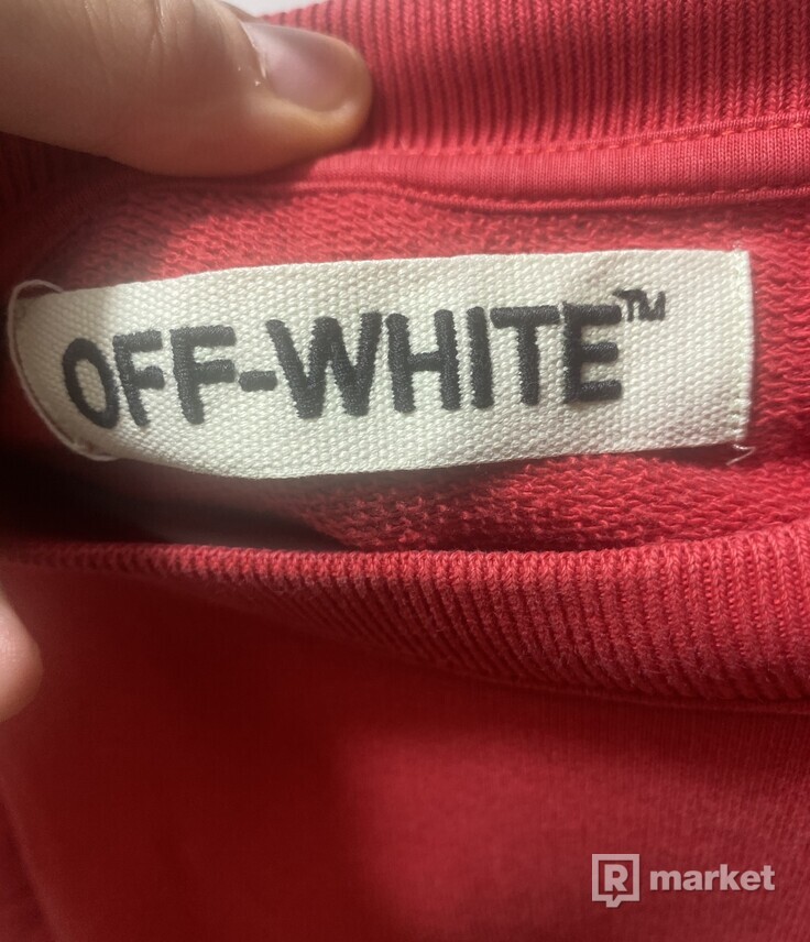OFF WHITE Red Brushed Diagonals Long Sleeve T-Shirt
