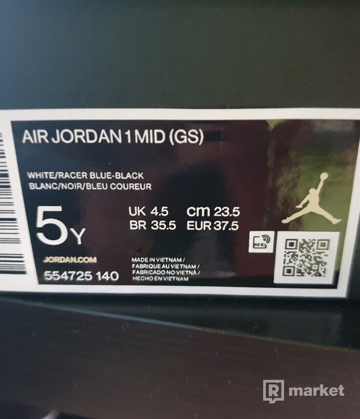 Nike Air Jordan 1 Mid White Black Royal (GS)