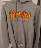 Thrasher Flame logo mikina šedá