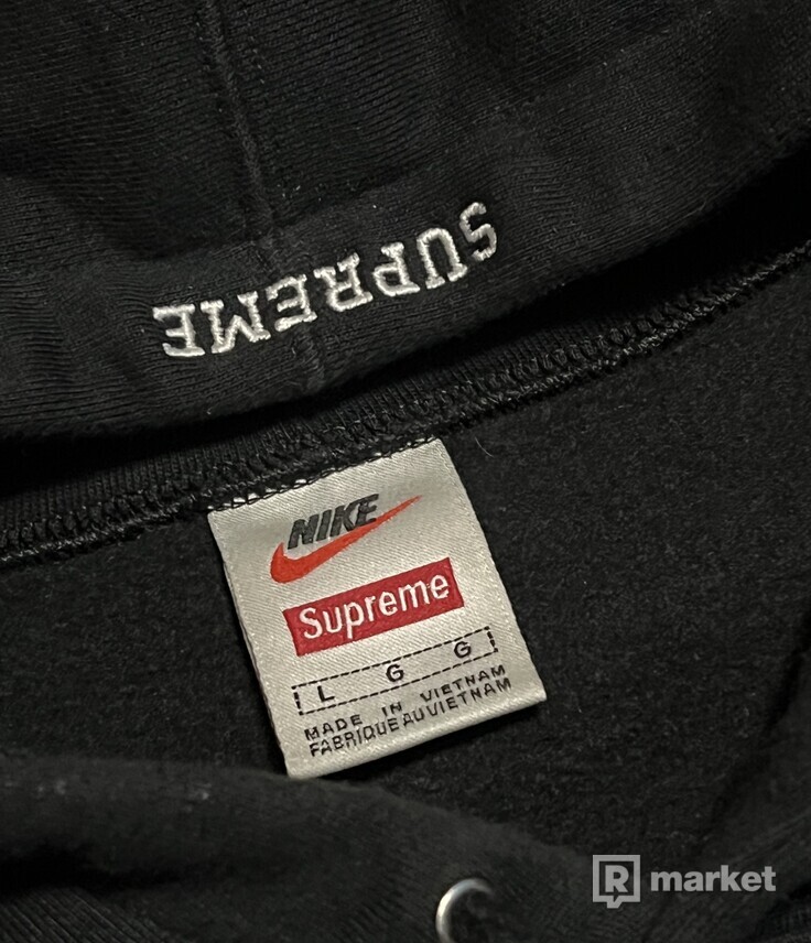 Supreme x Nike Leather Applique Hooded Sweatshirt (L)