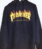Thrasher Flame hoodie NAVY