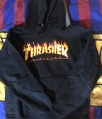 Thrasher Flame Black Logo Hoodie